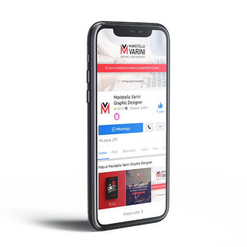 smartphone con visualizzato una pagina facebook aziendale