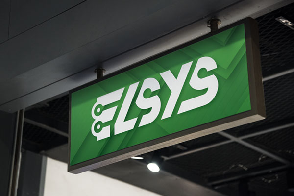 insegna appesa che rappresenta il logo di una azienda che progetta impianti elettrici industriali