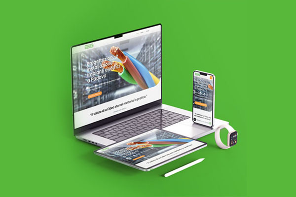 mockup di sito web vetrina per azienda che progetta impianti elettrici industriali