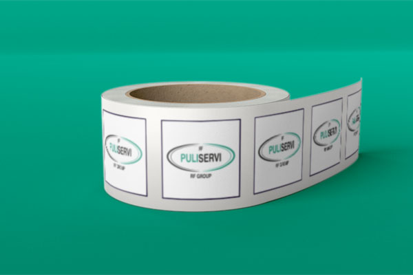 etichette in bobina personalizzate per una ditta di pulizie industriali