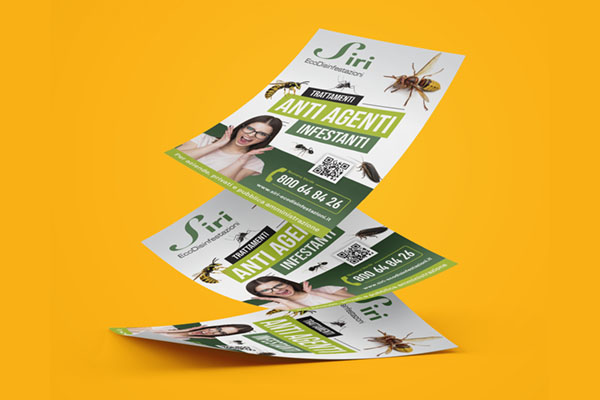 volantino promozionale contro le zanzare di un'azienda che si occupa di disinfestazione deratizzazione e sanificazione